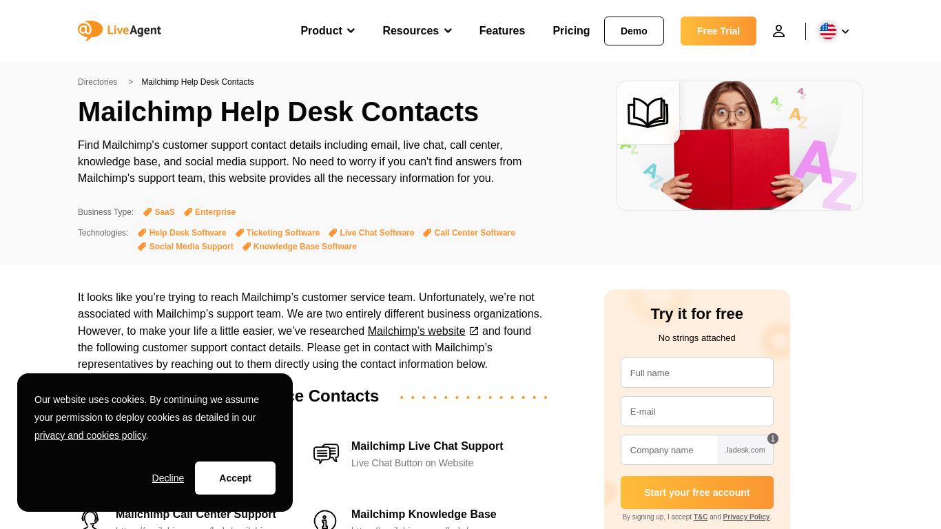 Mailchimp Help Desk Contacts - LiveAgent