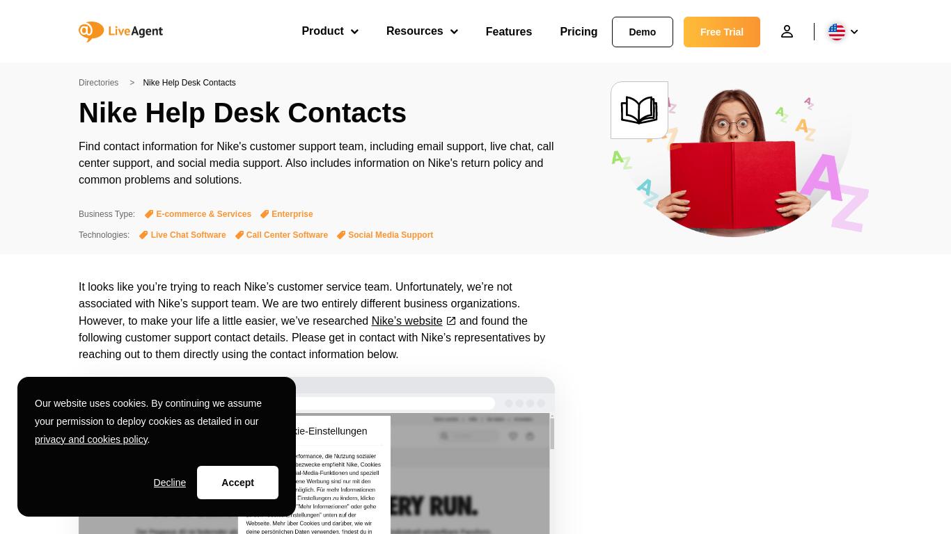 Miguel Ángel Porque sitio Nike Help Desk Contacts - LiveAgent