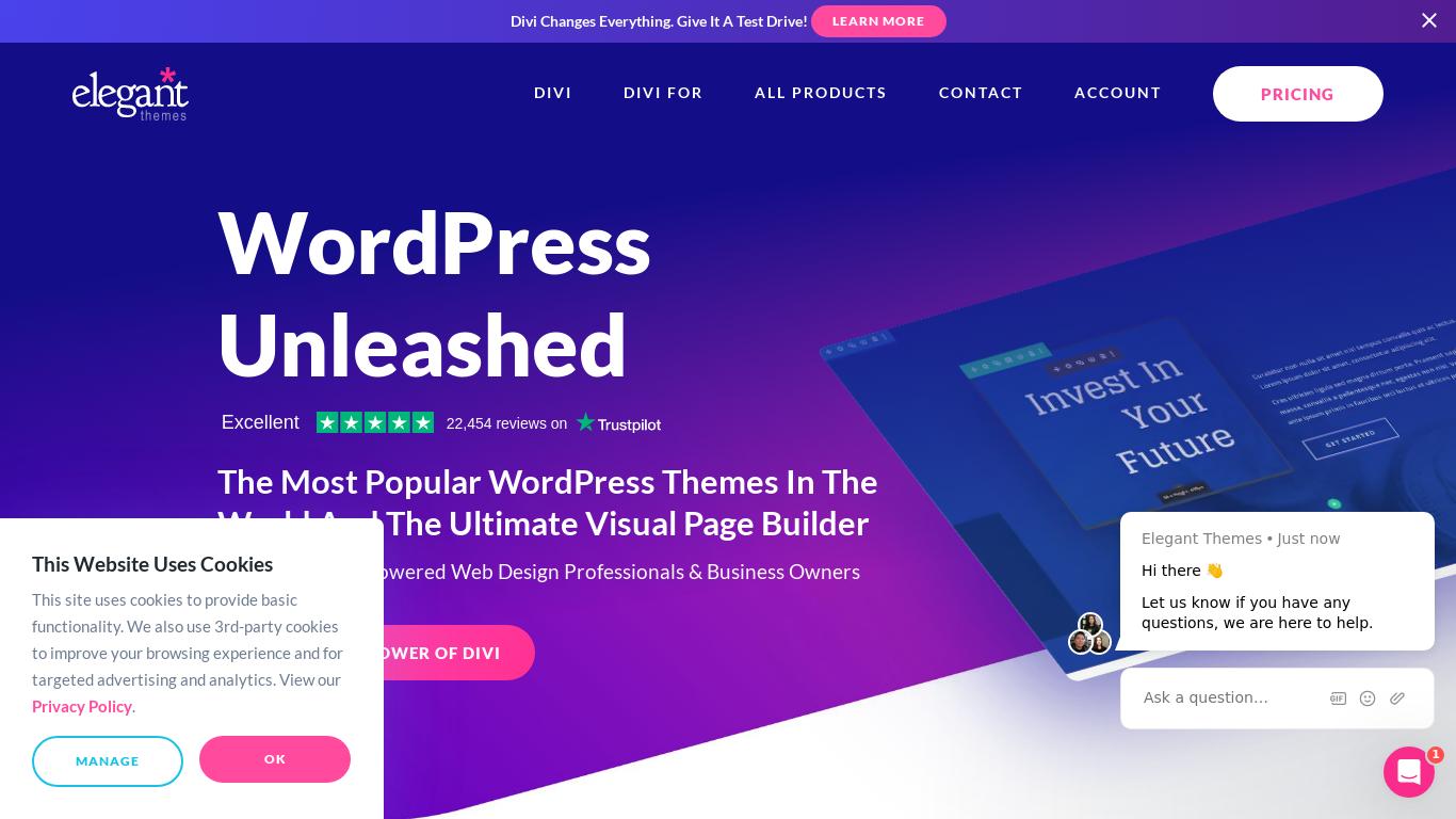 WordPress Themes with Visual Drag & Drop Technology that empower a community of 974,872 customers. Home of Divi, the ultimate Visual Page Builder and Theme.