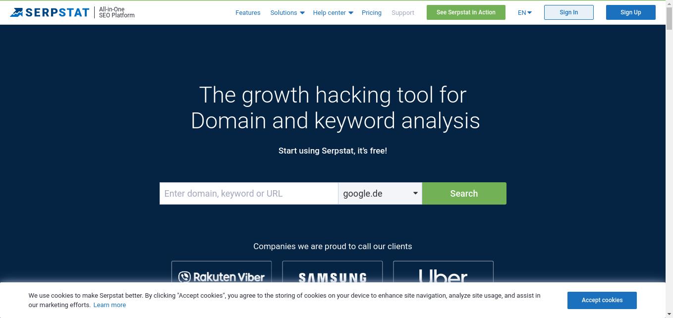 Serpstat — SEO management platform. A smart and powerful tool for ✓ Backlinks Analysis ✓ Rank Tracking ✓ Keyword Research ✓ Competitor Analysis ✓ Site Audit