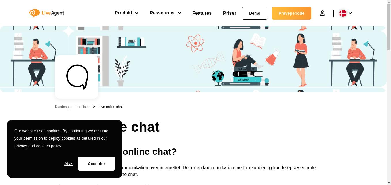 Live online chat er en kommunikation mellem kunder og kunderepræsentanter i realtid gennem en indbygget online chat.
