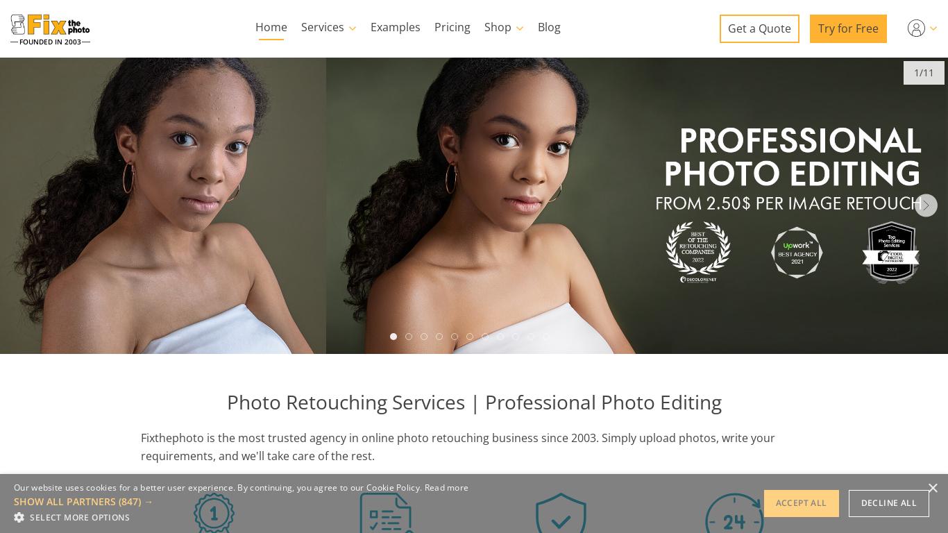 A company of the best photo retouchers offers online photo editing services for professional photographers 24x7x365! View the list of photo retouching services ⟾ and order online!