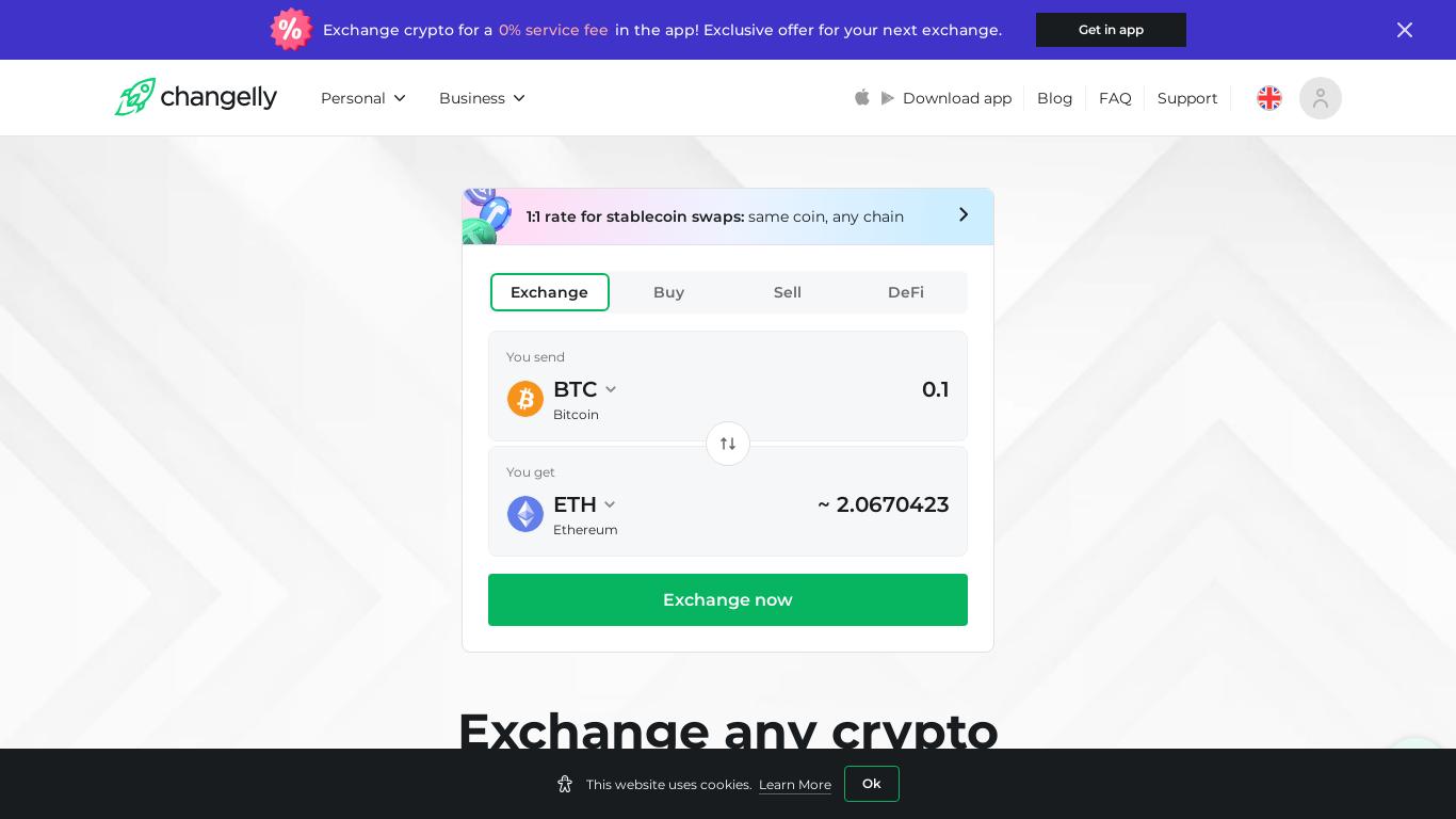 Changelly is an instant cryptocurrency exchange with the best exchange rates for BTC, ETH, XRP, ADA and 500+ other digital assets 🚀 Buy bitcoin and other cryptos with a credit card