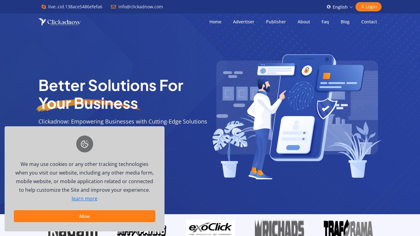 Welcome to Clickadnow, your ultimate destination for premium traffic solutions. With our cutting-edge technology and extensive network, we connect advertisers with high-quality traffic sources, ensuring maximum visibility and conversions for your campaigns.