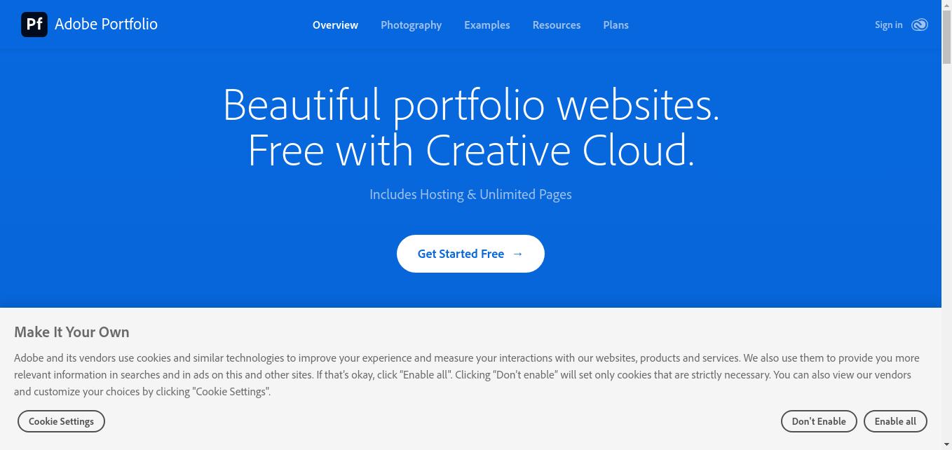 Quickly and simply build a personalized website to showcase your creative work with Adobe Portfolio. Now included free with any Creative Cloud subscription.