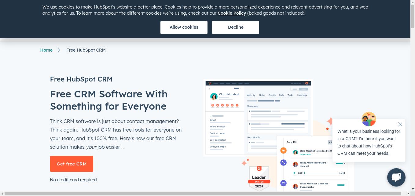 HubSpot’s free CRM powers your customer support, sales, and marketing with easy-to-use features like live chat, meeting scheduling, and email tracking.