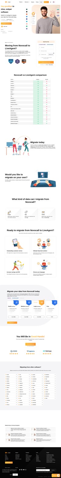 Our support agents will gladly help you migrate your data from Novocall safely and effortlessly. Join LiveAgent today and provide better support.
