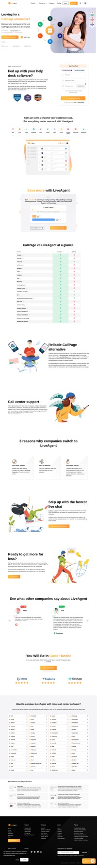 LiveAgent is a great alternative if you want to get more options for communicating with your customers. Switch from CallPage to LiveAgent now.