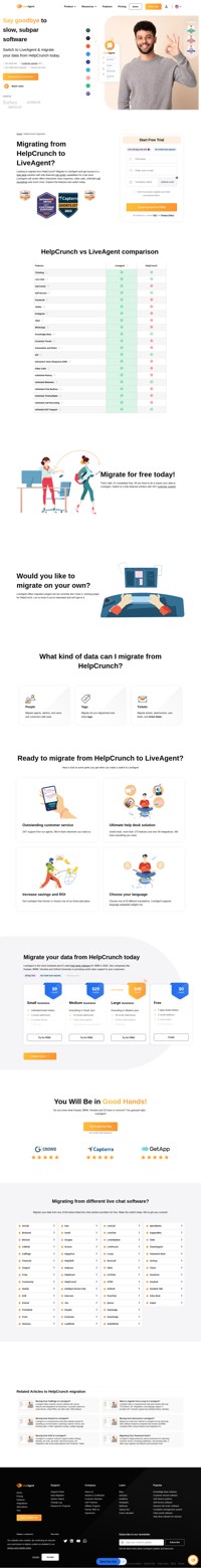 Looking to migrate your data from HelpCrunch to a different solution? Have a look at LiveAgent and see the benefits. Start your free trial today.