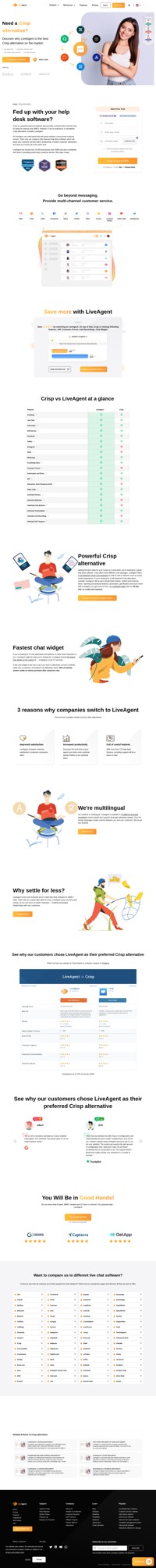 If you're looking for a powerful Crisp alternative, consider LiveAgent. It's a fully featured help desk software with the fastest chat widget.