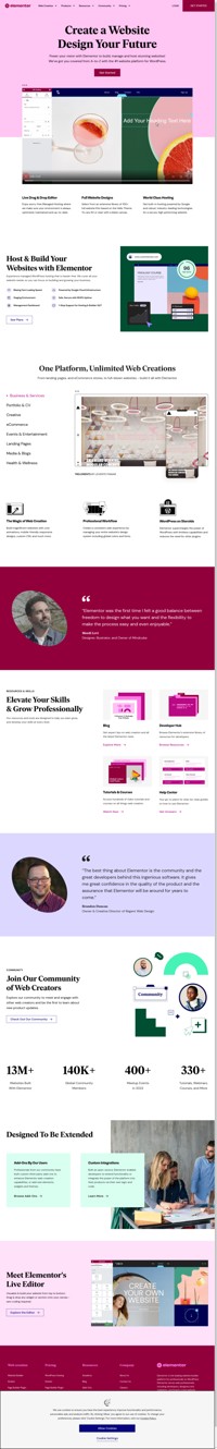 Elementor is the platform web creators choose to build professional WordPress websites, grow their skills, and build their business. Start for free today!