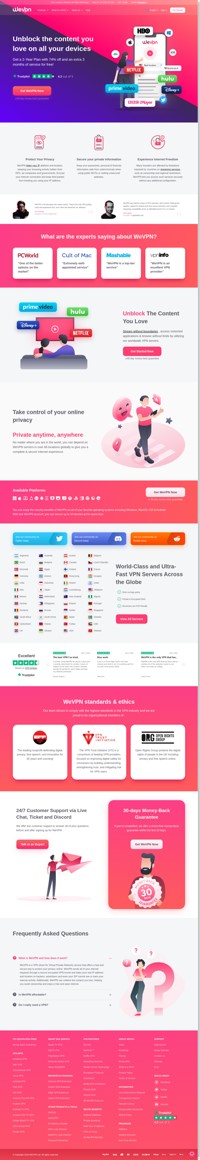 WeVPN believes that as a VPN company holds a privileged position with a customers data traffic, all VPN companies should be open and transparent.