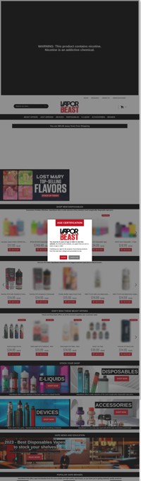 VaporBeast's Online Vape Shop offers wholesale vape supplies in the USA. Browse our exclusive e-liquid collection, vape mods, kits & more.