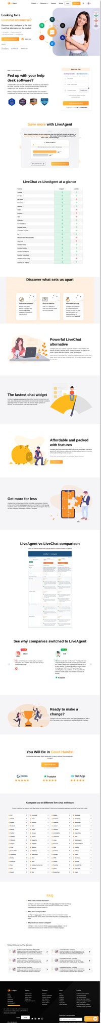 LiveAgent offers more than 175 useful features, the fastest live chat widget on the market. Call center and even coverage of channels like Instagram.