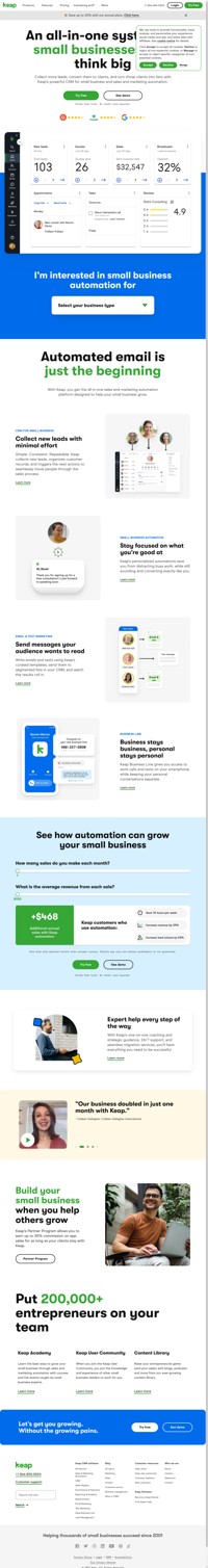 Keap is the leading small business CRM and automation platform built exclusively to help small businesses save time and grow without the chaos.